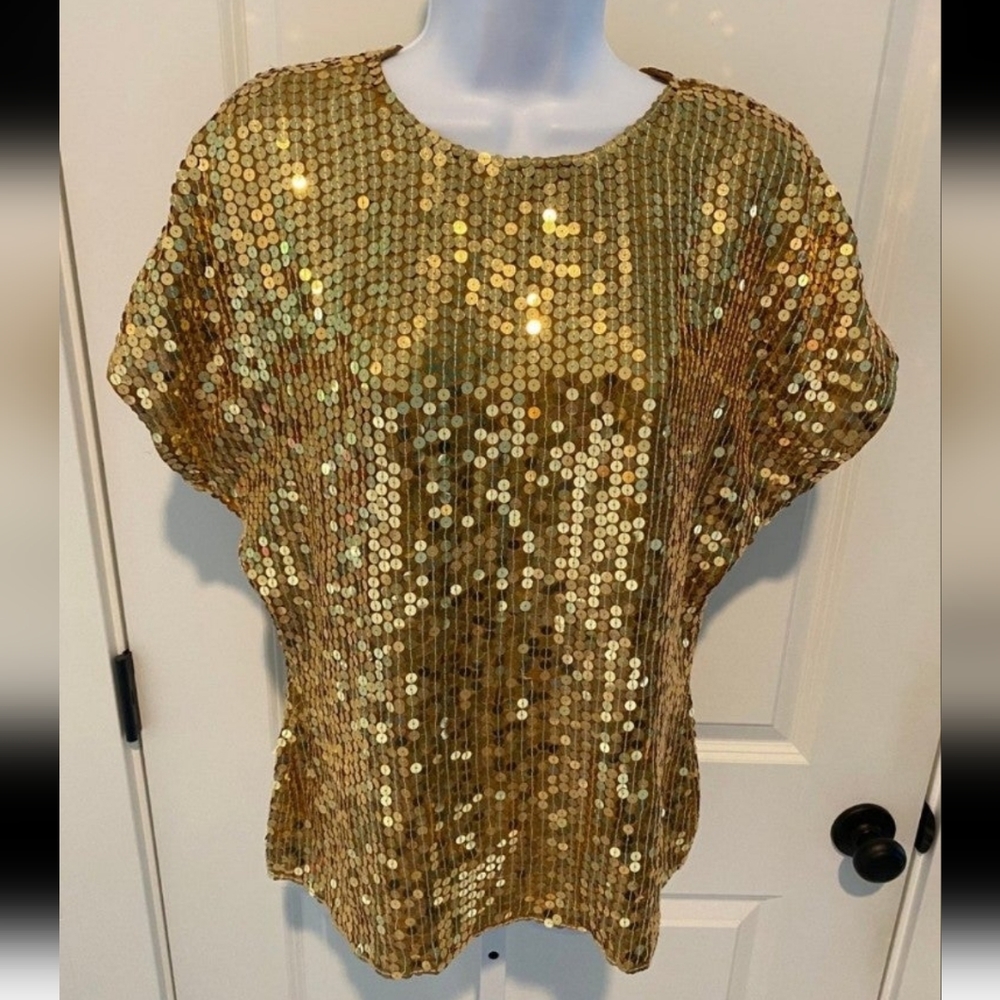 Vintage Silk Gold Sequin Top